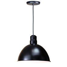 Easy Order RLM 16" Wide Single Light Pendant with Black Hanging Cord and Deep Bowl Shade