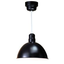 Easy Order RLM 16" Wide Single Light LED Pendant with White Hanging Cord and Deep Bowl Shade and Ballast Canopy