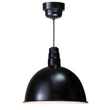 Easy Order RLM 18" Wide Single Light LED Pendant with Black Hanging Cord and Deep Bowl Shade and Ballast Canopy