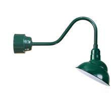 Easy Order RLM Single Light 18" Tall LED Outdoor Wall Sconce with Ballast Canopy and Emblem Shade