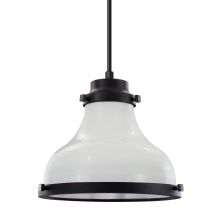 Madison 11" Wide Single Light Pendant with Black Hanging Cord and Madison Shade and Clear Lens