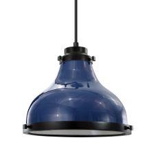 Madison 13" Wide Single Light Pendant with Black Hanging Cord and Madison Shade and Clear Lens