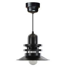 Easy Order RLM 12" Wide Single Light LED Pendant with Black Hanging Cord and Orbitor Shade and Ballast Canopy