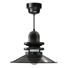 Easy Order RLM 16" Wide Single Light LED Pendant with Black Hanging Cord and Orbitor Shade and Ballast Canopy