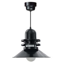 Easy Order RLM 16" Wide Single Light LED Pendant with Black Hanging Cord and Orbitor Shade and Ballast Canopy