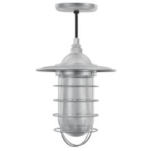 Easy Order RLM 10" Wide Single Light Mini Pendant with Black Hanging Cord and Vapor Tight Glass Shade and Glass Guard