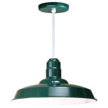 Easy Order RLM 18" Wide Single Light Pendant with White Hanging Cord and Warehouse Reflector Barn Style Shade