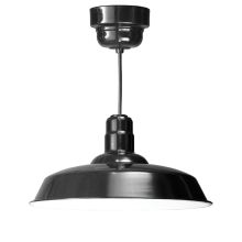 Easy Order RLM 20" Wide Single Light LED Large Pendant with Black Hanging Cord and Warehouse Reflector Barn Style Shade and Ballast Canopy