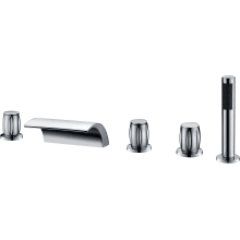 Della Deck Mounted Roman Tub Filler Trim with Metal Knob Handles - Includes Personal Hand Shower
