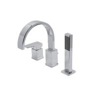 Nite Widespread Lever Handle Deck Mounted Roman Tub Filler - Handshower Included