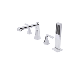 Shine Widespread Lever Handles Deck Mounted Roman Tub Filler - Handshower Included
