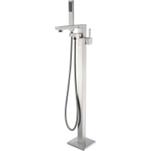 Khone Floor Mounted Tub Filler Trim with Metal Lever Handles - Includes Personal Hand Shower