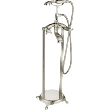 Tugela 1.8 GPM Floor Mounted Single Hole Tub Filler Trim with Metal Cross Handles - Includes Personal Hand Shower