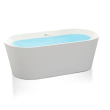 Chand 56" Free Standing Acrylic Soaking Tub with Center Drain, Drain Assembly, and Overflow