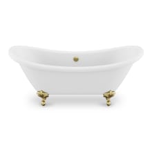Falco 70" Clawfoot Acrylic Soaking Tub with Center Drain, Drain Assembly, and Overflow