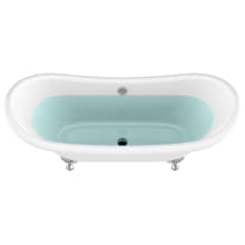 Belissima 70" Eagle's Talon Clawfoot Acrylic Soaking Tub with Center Drain , Drain Assembly, and Overflow