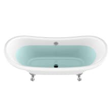 Belissima 70" Lion's Paw Clawfoot Acrylic Soaking Tub with Center Drain , Drain Assembly, and Overflow