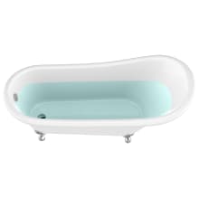 Diamante 68" Eagle's Talon Clawfoot Acrylic Soaking Tub with Reversible Drain , Drain Assembly, and Overflow