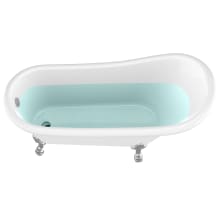 Diamante 68" Lion's Paw Clawfoot Acrylic Soaking Tub with Reversible Drain , Drain Assembly, and Overflow