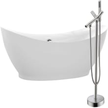 Reginald 68" Free Standing Acrylic Bathroom Combination Tub with Tub Filler