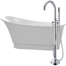 Prima 67" Free Standing Acrylic Bathroom Combination Tub with Tub Filler