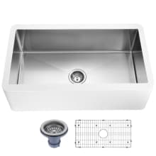 Apollo 36" Farmhouse Single Basin Solid Surface Kitchen Sink with Basket Strainer