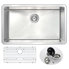 Vanguard 30" Single Basin 18 Gauge Stainless Steel Undermount Kitchen Sink - Includes Basin Rack and Basket Strainer