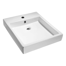Deux 18-5/16" Rectangular Vitreous China Vessel Bathroom Sink with Overflow and 1 Faucet Hole