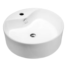 Vitruvius 18-1/2" Circular Vitreous China Vessel Bathroom Sink with Overflow and 1 Faucet Hole