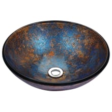 Stellar 16-1/2" Circular Glass Vessel Bathroom Sink with Pop Up Drain Assembly