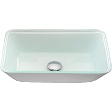 Broad 18-3/10" Glass Vessel Bathroom Sink with Polished Chrome Drain Assembly Included