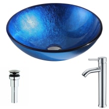Clavier Brass and Glass 17-1/2" Vessel Bathroom Sink with Fann Series 0.95 GPM Faucet - Includes Drain Assembly