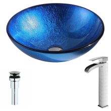 Clavier Brass and Glass 16-1/2" Vessel Bathroom Sink with Key Series 1.5 GPM Faucet - Includes Drain Assembly