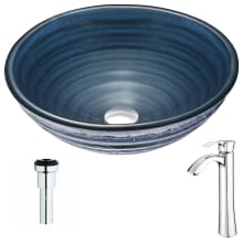 Tempo Brass and Glass Deck Mounted or Vessel Bathroom Sink with Harmony Series 1.5 GPM Faucet - Includes Drain Assembly