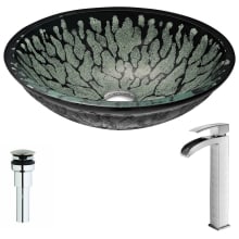 Bravo Brass and Glass Deck Mounted or Vessel Bathroom Sink with Key Series 1.5 GPM Faucet - Includes Drain Assembly