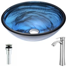 Soave Brass and Glass 16-1/2" Vessel Bathroom Sink with Harmony Series 1.5 GPM Faucet - Includes Drain Assembly