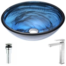 Soave Brass and Glass 16-1/2" Vessel Bathroom Sink with Enti Series 1.5 GPM Faucet - Includes Drain Assembly