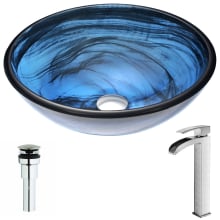 Soave Brass and Glass 16-1/2" Vessel Bathroom Sink with Key Series 1.5 GPM Faucet - Includes Drain Assembly