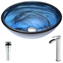 Soave Brass and Glass 16-1/2" Vessel Bathroom Sink with Key Series 1.5 GPM Faucet - Includes Drain Assembly
