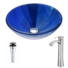 Meno Brass and Glass Deck Mounted or Vessel Bathroom Sink with Harmony Series 1.5 GPM Faucet - Includes Drain Assembly