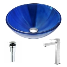 Meno Brass and Glass Deck Mounted or Vessel Bathroom Sink with Enti Series 1.5 GPM Faucet - Includes Drain Assembly
