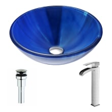 Meno Brass and Glass Deck Mounted or Vessel Bathroom Sink with Key Series 1.5 GPM Faucet - Includes Drain Assembly