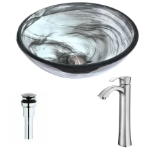 Mezzo Brass and Glass Deck Mounted or Vessel Bathroom Sink with Harmony Series 1.5 GPM Faucet - Includes Drain Assembly