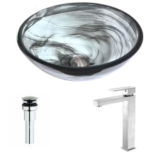 Mezzo Brass and Glass Deck Mounted or Vessel Bathroom Sink with Enti Series 1.5 GPM Faucet - Includes Drain Assembly