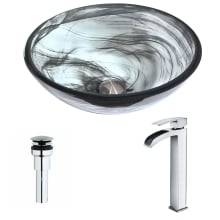 Mezzo Brass and Glass Deck Mounted or Vessel Bathroom Sink with Key Series 1.5 GPM Faucet - Includes Drain Assembly