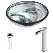 Mezzo Brass and Glass Deck Mounted or Vessel Bathroom Sink with Key Series 1.5 GPM Faucet - Includes Drain Assembly