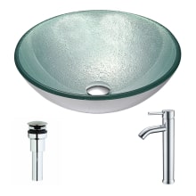 Spirito Brass and Glass Deck Mounted or Vessel Bathroom Sink with Fann Series 0.95 GPM Faucet - Includes Drain Assembly