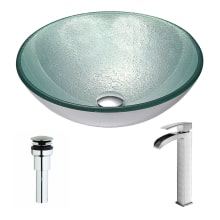 Spirito Brass and Glass Deck Mounted or Vessel Bathroom Sink with Key Series 1.5 GPM Faucet - Includes Drain Assembly