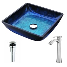 Viace Brass and Glass Deck Mounted or Vessel Bathroom Sink with Harmony Series 1.5 GPM Faucet - Includes Drain Assembly