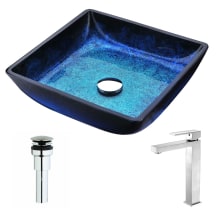 Viace Brass and Glass Deck Mounted or Vessel Bathroom Sink with Enti Series 1.5 GPM Faucet - Includes Drain Assembly